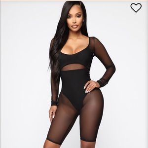 Fashion Nova Black Mesh Romper
